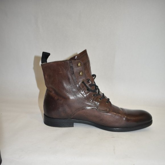 Allsaints Men's Mikkel Leather Combat Boots Brown Size 44 EU 11 US - Picture 6 of 11